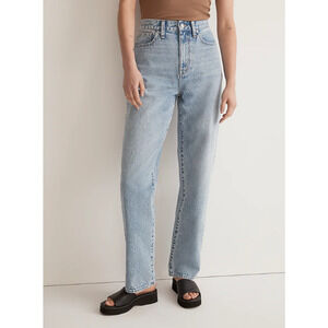 MADEWELL Women's Baggy Straight Jeans 33 TALL Blue Olvera Wash High Rise NWT